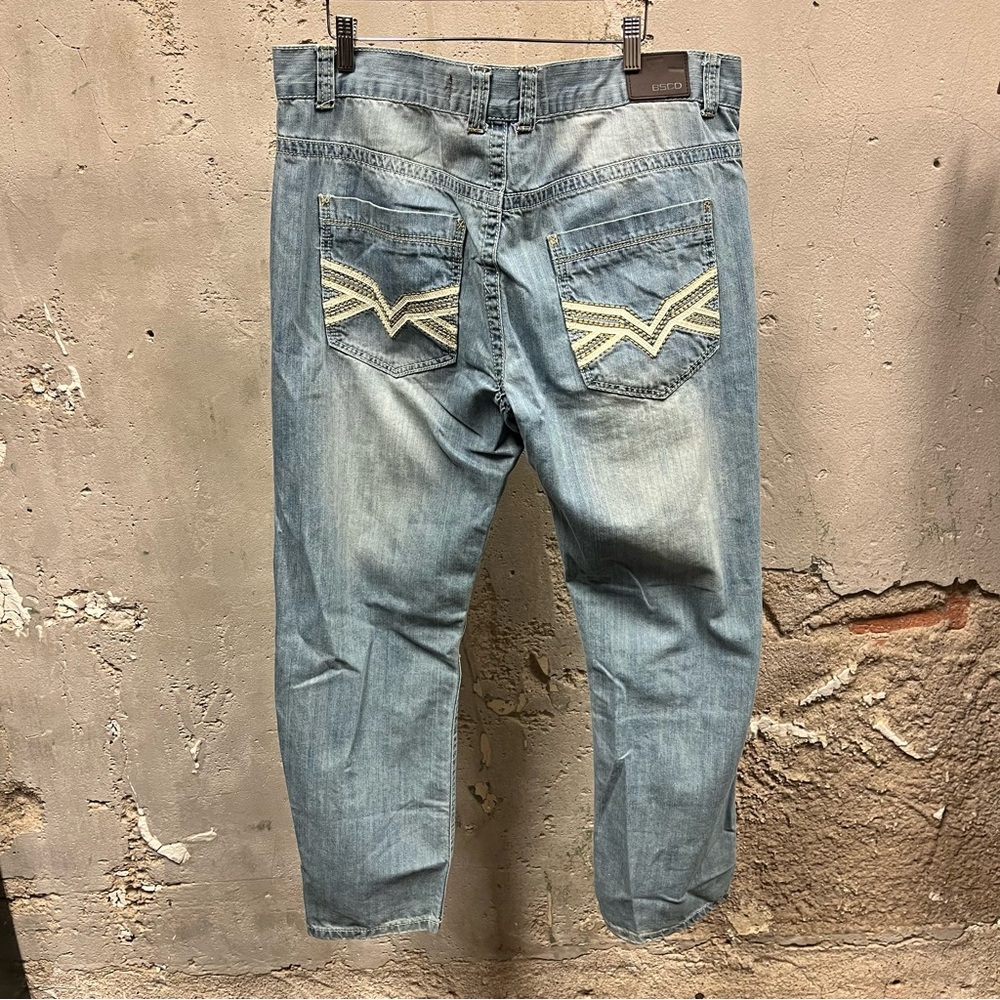 Basic Code Light Wash Embroidered Straight Leg Lo… - image 1